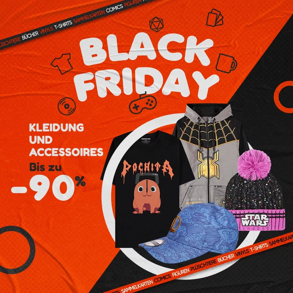 blackfriday, kleidungundaccessoires, playstation, harrypotter, starwars, thewitcher, assassinscreed