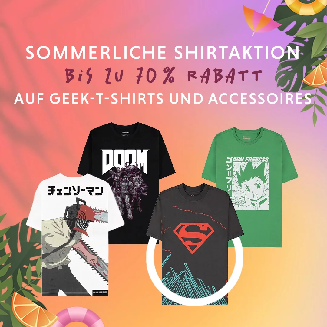 tshirts, aktion, sommer, angebot, rabatt, geeks, merch, fanartikel
