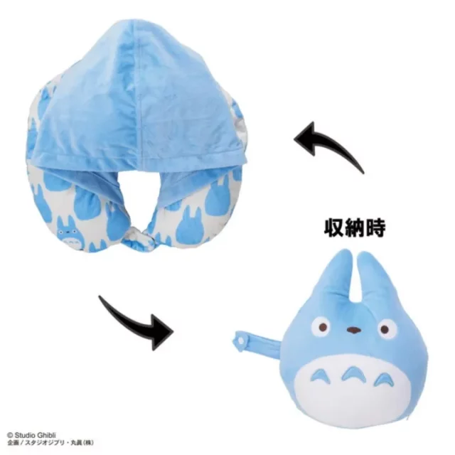 Cestovní polštář za krk Ghibli - Blue Totoro (s kapucí) - My Neighbor Totoro