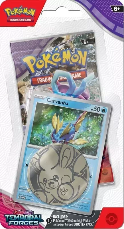 Kartenspiel Pokémon TCG: Scarlet & Violet Temporal Forces - Checklane Blister booster (Carvanha)