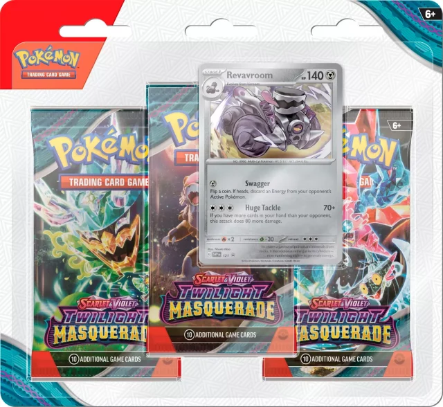 Kartenpiel Pokémon TCG: Scarlet & Violet Twilight Masquerade - 3-Pack Blister Booster (Revavroom)