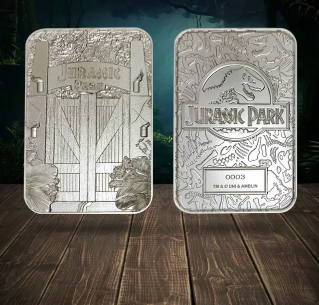 Sammelplakette Jurassic Park - Entrance Gates Ingot (versilbert)