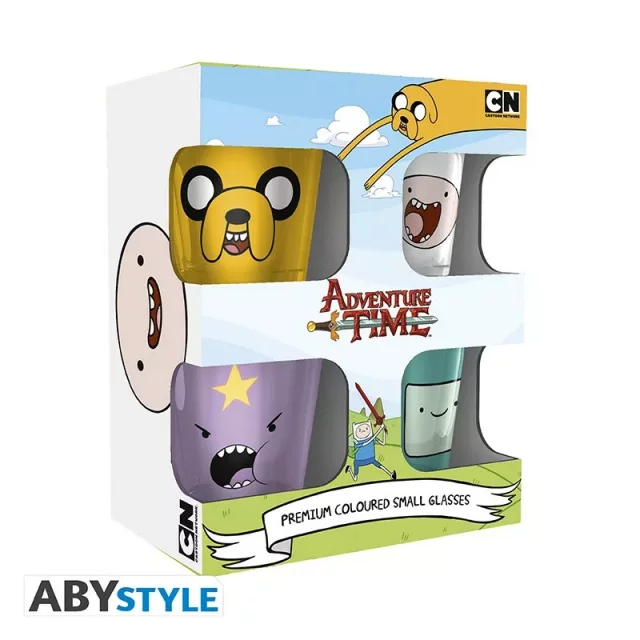 Skleničky Adventure Time - Finn & Jake (set 4 ks panáků)