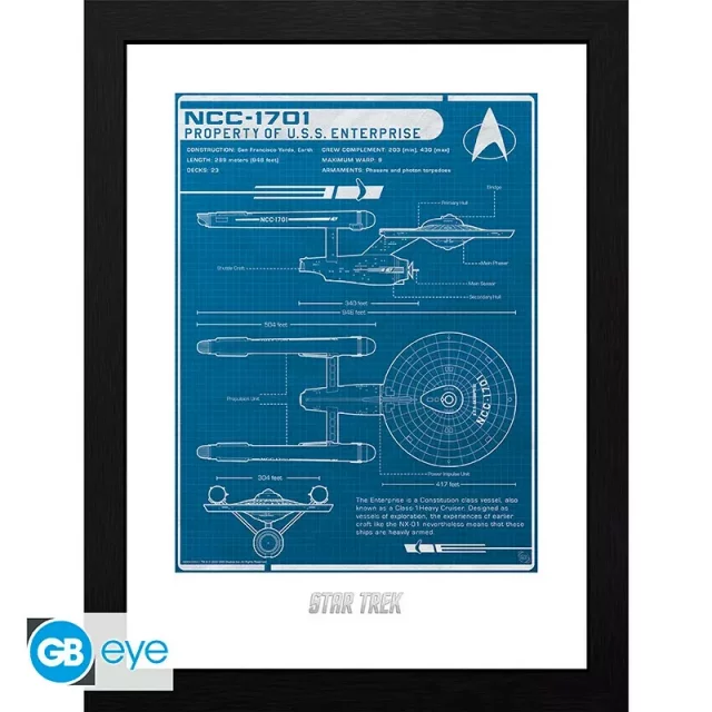 Gerahmter Poster Star Trek - USS Enterprise's Plan