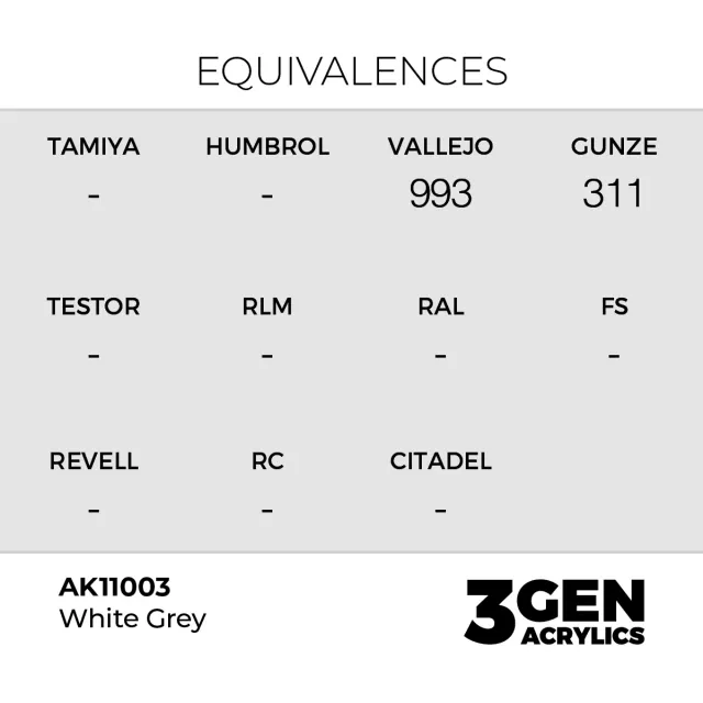 Grundfarbe AK 3Gen (White Grey - Acrylic) - weiß-grau - AK-Interactive