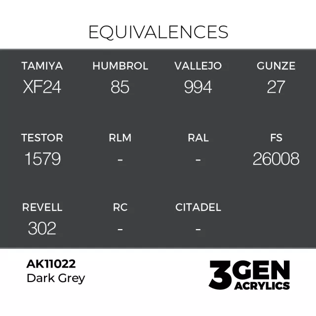 Grundfarbe AK 3Gen (Dark Grey- Acrylic) - dunkelgrau - AK-Interactive