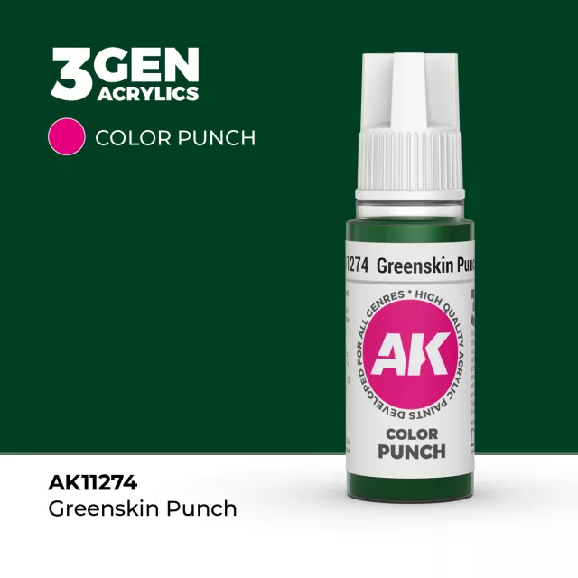 Grundfarbe AK 3Gen (Greenskin Punch - Punch) - grüne Haut - AK-Interactive