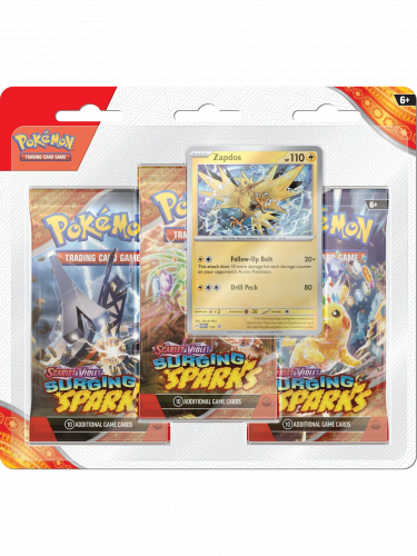 Kartenspiel Pokémon TCG: Scarlet & Violet - Surging Sparks 3-Pack Blister Booster (Zapdos) (ENGLISCHE VERSION)