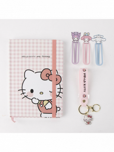 Geschenkset Sanrio - Hello Kitty (Notizbuch, Schlüsselanhänger, Lesezeichen)