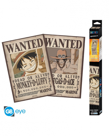 Poster One Piece - Wanted Luffy & Ace (Set aus 2 Stück)