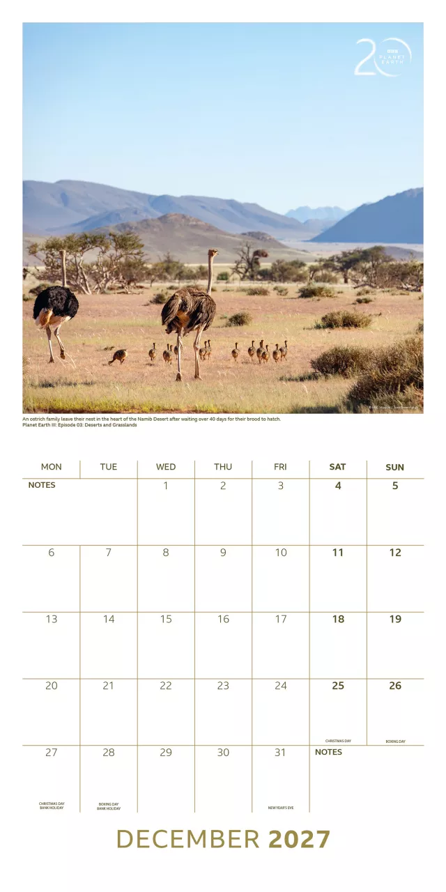 Kalender BBC Earth 2027 - Tierische
