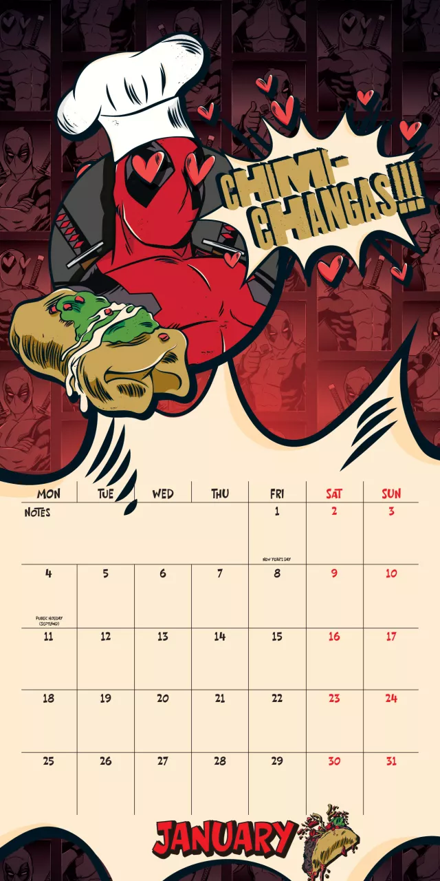 Kalender Deadpool 2027 - Marvel