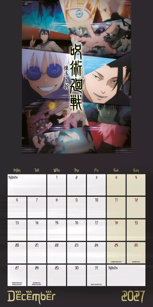Kalender Jujutsu Kaisen 2027 - Japanische