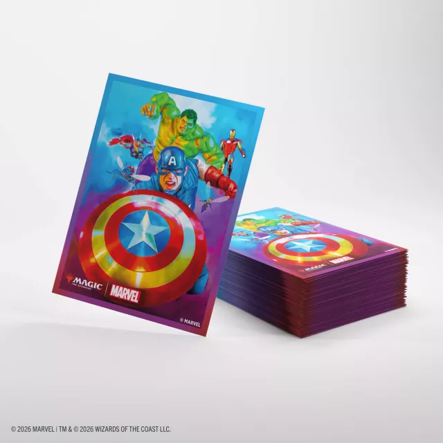 Schutzhüllen für Karten Gamegenic - Marvel Super Heroes - Premium Double Sleeving Captian America, Team Leader (105 Stk.) - Magic The Gathering