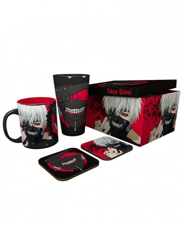 Geschenkset Tokyo Ghoul - Becher, Glas, Untersetzer(beschädigte Verpackung)