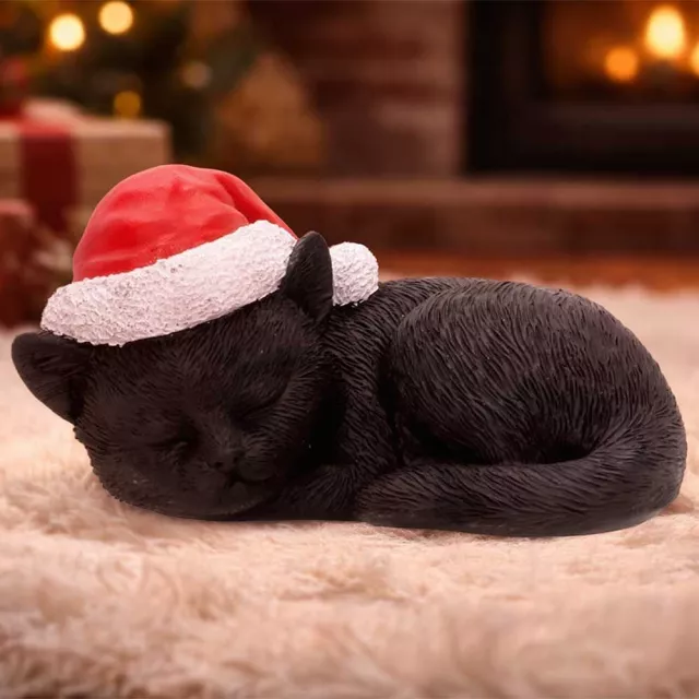 Weihnachtsschmuck Jingle Paws - Sleeping Black Cat in Santa Hat (Nemesis Now) - Nemesis Now 