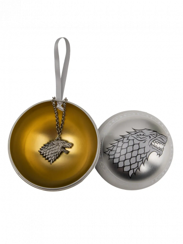 Weihnachtsschmuck Game of Thrones - Stark Direwolf (mit Anhänger im Inneren)