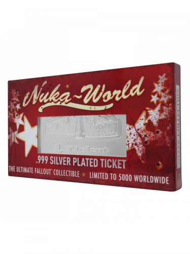 Sammlerplakette Fallout - Nuka World Ticket (versilbert)