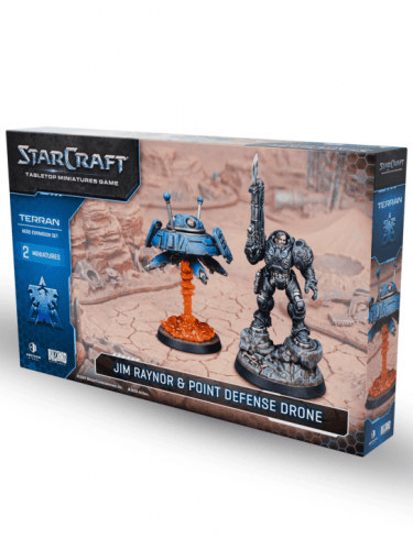 Brettspiel StarCraft - Tabletop Miniature Game - Jim Raynor & Point Defense Drone - Hero Expansion Set (2 Figuren)