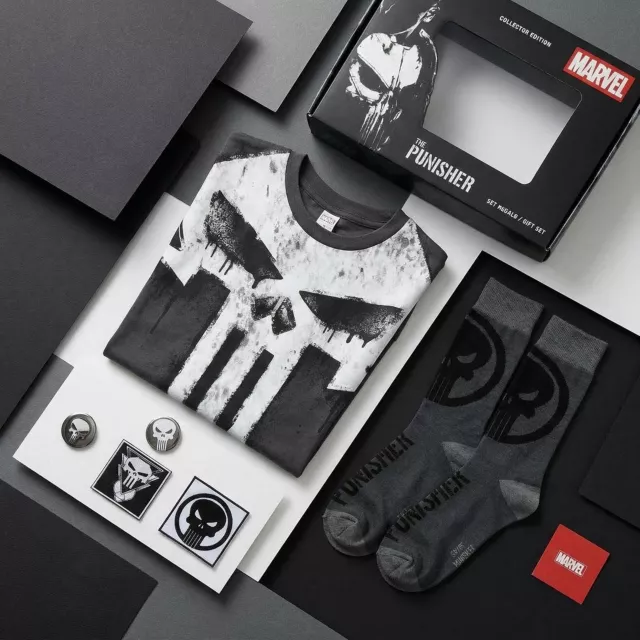 Geschenkset Marvel - Punisher (T-Shirt, Ansteckpins, Aufnäher, Socken) (Größe M) - Aufnäher