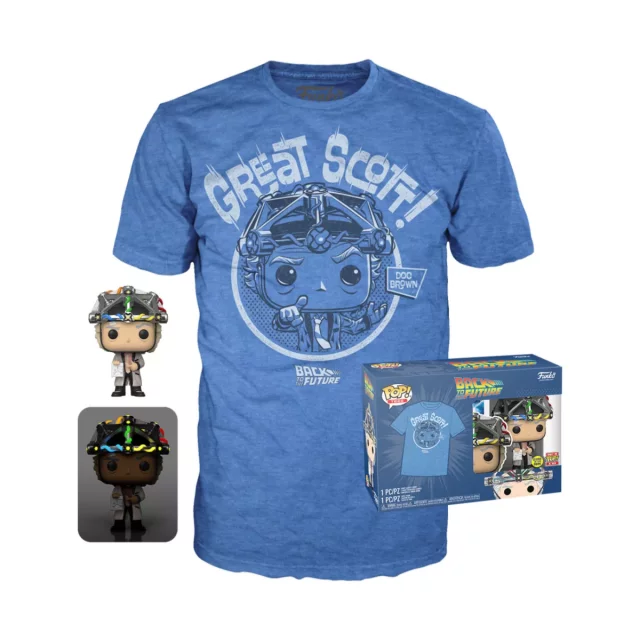 T-Shirt Zurück in die Zukunft - Doc mit Helm + Figur Funko