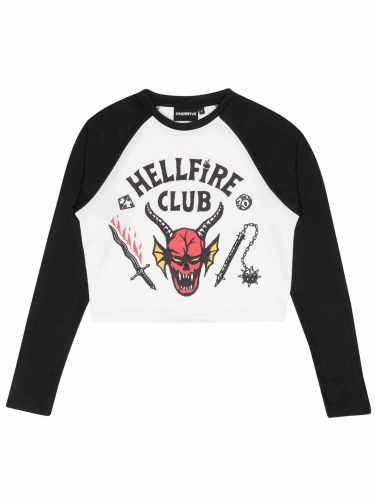 Damen-T-Shirt Stranger Things - Hellfire Club Crop Top Raglan
