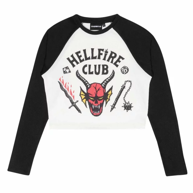 Damen-T-Shirt Stranger Things - Hellfire Club Crop Top Raglan