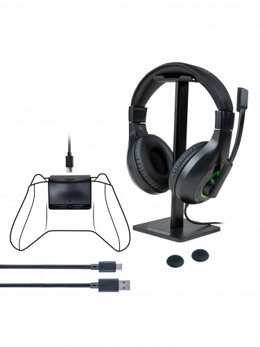 BigBen Essential Pack 5in1 Xbox Series Accessory Set - Headset + Ständer, Akku, Kabel, Controller-Kappen (XSX)