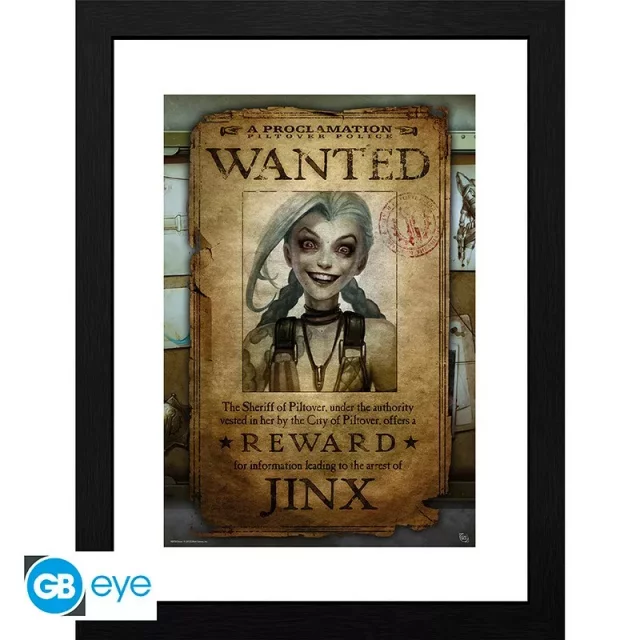 Gerahmtes Poster League of Legends - Jinx Wanted